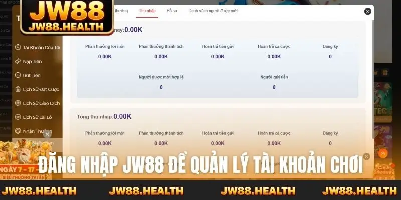 Đăng nhập Jw88 để quản lý tài khoản chơi